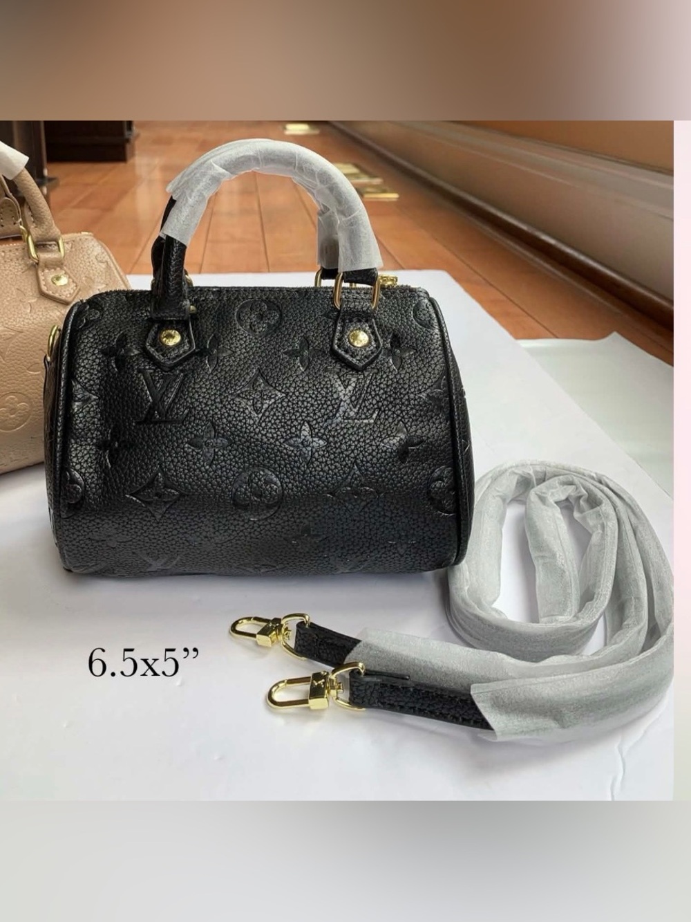 Black Embossed Top-Handle Satchel - Crossbody